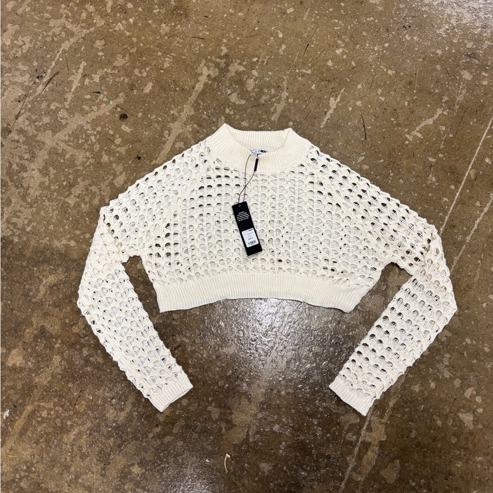 Fashion Nova Cream Crochet Crop Top